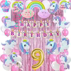 Birthday Decoration For Girls Kit Unicorn Theme Banner Decorations Items Pink Curtain Magical Unicorn Cutouts Birthday Decoration For Baby Girl (Pack Of 50,Pink & White) With Decoration Service At Your Place