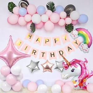 Unicorn Birthday Decorations For Girls - 64Pcs Combo Set Of Magical Unicorn Cutouts Birthday Decoration For Baby Girl With Decoration Service At Your Place