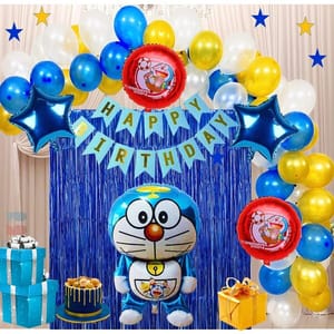 Doraemon Birthday Party Decoration Combo Pack Of 48 Pcs To Create A Big Surprise And Lots Of Fun For Kids With Decoration Service At Your Place