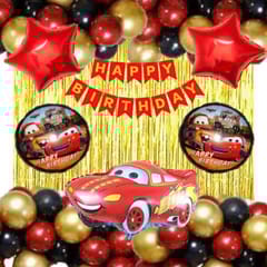 Boy'S Car Theme Decoration Combo Kit For Happy Birthday Decoration - 38 Pcs, Multicolor With Decoration Service At Your Place With Decoration Service At Your Place
