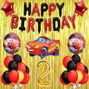 Boy'S Car Theme Decoration Combo Kit For Happy Birthday Decoration - 39 Pcs, Multicolor With Decoration Service At Your Place With Decoration Service At Your Place