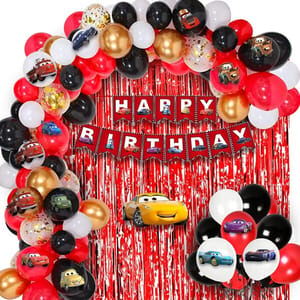 Boy'S Car Theme Decoration Combo Kit For Happy Birthday Decoration - 64 Pcs, Multicolor With Decoration Service At Your Place With Decoration Service At Your Place