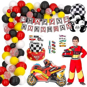 Car Theme Decoration For Birthday Combo - 56Pcs Kit For Boys - 1St Birthday Celebration With Decoration Service At Your Place With Decoration Service At Your Place
