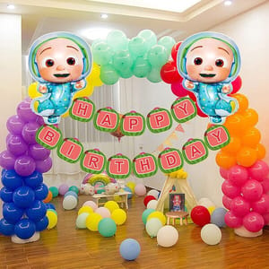 Coco Theme Birthday Party Decorations Kit- 53Pc Combo Includes Coco Cartoon Foil Balloons With Decorative Service At Your Place.