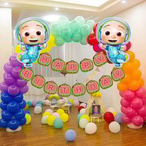 Coco Theme Birthday Party Decorations Kit- 53Pc Combo Includes Coco Cartoon Foil Balloons With Decorative Service At Your Place.