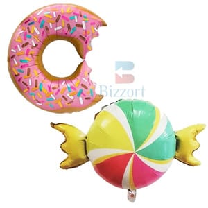 Donut Theme Birthday Decorations Combo Kit - 61Pcs Set - Pastel Balloons For Birthday With Decorative Service At Your Place.