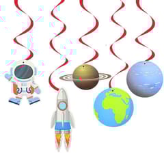 Birthday Decoration Kit Ufo Rocket Silver Moon Foil Balloon Curtain Space Theme Hanging Swirls Astronaut Combo For Boys (Pack Of 75, Multicolor) With Decoration Service At Your Place