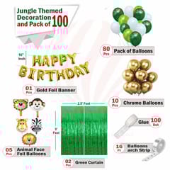 Jungle Theme Birthday Party Decorations For Kids Comb Forest Theme Happy Birthday Foil Balloons Animal Face Foil, Chrome Balloons For Boys(Pack Of 100 Pcs) With Decorative Service At Your Place.