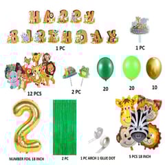 Birthday Decoration For Boys Animal Jungle Theme Birthday Decoration (Pack Of 76, Multicolor) With Decoration Service At Your Place