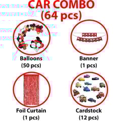 Boy'S Car Theme Decoration Combo Kit For Happy Birthday Decoration - 64 Pcs, Multicolor With Decoration Service At Your Place With Decoration Service At Your Place