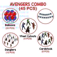 Avengers Happy Birthday Theme Party Decorations Items Combo Kit Set - 45Pcs With Banner, Cutouts, Balloons For Girls Boys Kids With Decoration Service At Your Place With Decoration Service At Your Place