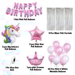 Unicorn Theme Birthday Decorations Kit For Girls - 72Pcs Combo Set Of Happy Birthday Decoration Kit For Girls With Decoration Service At Your Place