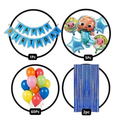 Cocomelon Theme Birthday Decoration Pack Of 68Pc (Cocomelon Decor (Blue)  With Decorative Service At Your Place.
