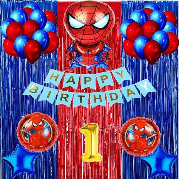 Spiderman Theme Birthday Decoration Items Or Kit Of 38 Pc For Kids Boys Girls Birthday ,Baby Shower, Theme Party Decoration, Happy Birthday Party Supplies, Party Purpose, House Party Decoration With Decorative Service At Your Place.