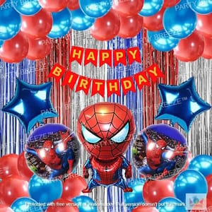 Spiderman Birthday Decoration Avengers Theme Combo Kit Banner Curtain Star Balloons For Boys Girls With Decorative Service At Your Place.
