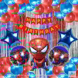 Spiderman Birthday Decoration Avengers Theme Combo Kit Banner Curtain Star Balloons For Boys Girls With Decorative Service At Your Place.