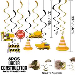 Construction Birthday Party Supplies Dump Truck Birthday Party Decorations Banner, Character Banner, Hanging Swirls And Balloon For Construction Theme Birthday Party 33 Pack With Decorative Service At Your Place.