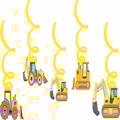 Construction Theme 1St Birthday Party Swirl Decoration Supplies Kit Including Jcb Posters Excavator Swirls Banner And Balloons (Yellow And Black) - Pack Of 56 Pieces  With Decorative Service At Your Place.