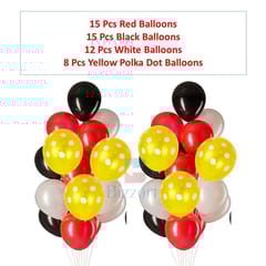 Mickey Mouse Theme Birthday Party Decoration Item Combo Pack Of 50, Mickey Happy Birthday Foil Banner, Foil Curtains, Mickey Foil Balloons Set, Metallic Balloons, Red And Black  With Decorative Service At Your Place.