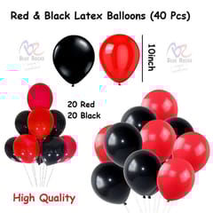 Mickey Mouse Theme Birthday Decorations Kit Combo Of 52 Pcs For Baby Kids Boys, Mickey Mouse Foil Balloons, Birthday Sash & Banner, Red & Black Balloons, Silver Curtains  With Decorative Service At Your Place.