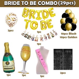 Decoration Set Combo - 29Pcs Bridal Shower Decorations Kit / Bride To Be Props For Bachelorette Party  With Decorative Service At Your Place.