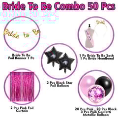 Bride To Be Decoration Set Combo - 50Pcs With Bride To Be Banner, Metallic Balloons, Confetti Balloon With Sash And Headband /Bridal Shower Decorations Items/Bachelorette  With Decorative Service At Your Place.