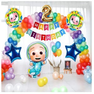 Coco Theme 2Nd Birthday Party Decorations - 57Pc Combo Includes Coco Cartoon Foil Balloons With Decorative Service At Your Place.