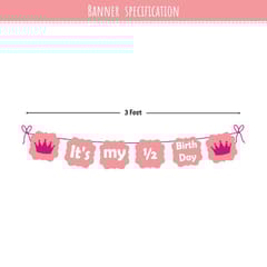 Half Yearly Happy Birthday Decorations For Girls/Kids/Multicolor Pastel Balloon Kit With A Banner Of 6 Months B'Day/Peach, Pink, Yellow & White Balloons/Flower Clips/ Backdrop-87 Pcs  With Decorative Service At Your Place.