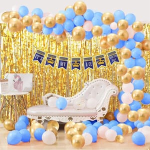 Half Birthday Decoration For Baby Boy Combo - 91Pcs Items Set For Half Year Birthday Decorations For Boys - 1/2 Birthday Decorations For Boys - 6 Month Birthday Decorations For Boy  With Decorative Service At Your Place.