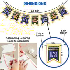 Half Birthday Decoration For Baby Boy Combo - 91Pcs Items Set For Half Year Birthday Decorations For Boys - 1/2 Birthday Decorations For Boys - 6 Month Birthday Decorations For Boy  With Decorative Service At Your Place.