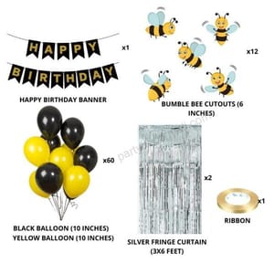 Bumble Bee Theme Balloon Decor Diy Kit (76 Pcs)  With Decorative Service At Your Place.