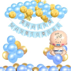 Half Birthday Decorations For Baby Boys Combo - 32Pcs Items Set For 6 Months Birthday Decorations For Boys - 1/2 Birthday Decorations For Boys  With Decorative Service At Your Place.
