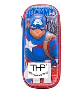 Pencil Pouch Marvel Captain America Blue Pencil Box Pencil Holder for Back to School Gift, Return Gift for Boys