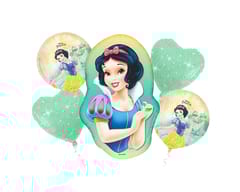 Disney Princess Snow White Combo of 5 Pcs includesd 1 Foil Balloons, 2 round shape foil balloon and 2 star shape foil balloon of Princess Theme Parties and Birthday Decorations