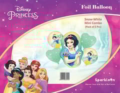 Disney Princess Snow White Combo of 5 Pcs includesd 1 Foil Balloons, 2 round shape foil balloon and 2 star shape foil balloon of Princess Theme Parties and Birthday Decorations