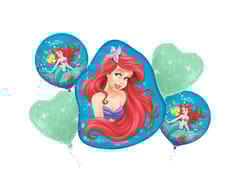 Disney Princess Little Mermaid Ariel Combo of 5 Pcs includesd 1 Foil Balloons, 2 round shape foil balloon and 2 star shape foil balloon of Princess Theme Parties Birthday Decoration