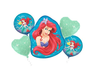 Disney Princess Little Mermaid Ariel Combo of 5 Pcs includesd 1 Foil Balloons, 2 round shape foil balloon and 2 star shape foil balloon of Princess Theme Parties Birthday Decoration