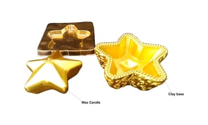 Pack of 3 Candles for Christmas (Silver, red and Golden) Star Shape Wax Candle Pack of 3 Perfect for Christmas Decorations! with Container