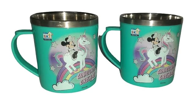 Unicorn Inner Steel Mug 250 ml Unicorn Character Printed (Set of 2)