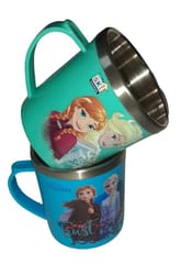 Unicorn Inner Steel Mug 250 ml Frozen Princess Character Printed (Set of 2)