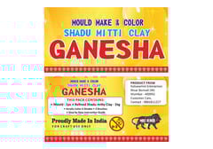 Shadu Clay Ganesha Idol 18cms Approx DIY Kit Mould Make Color n Decorate Ganesh Idol Eco-freindly Murti Used Art and Craft Rs 200 Coloring kit n moti mala Free (DIY Kit Ganesha)