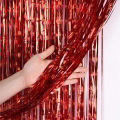 Foil Curtain Red Pack of 1 for Birthday, Anniversary, Marriage, Bachelorette, Halloween Decoration