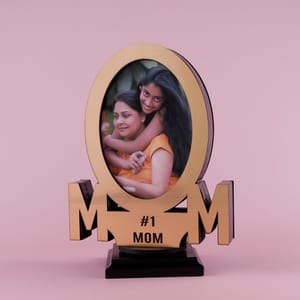 No 1 Mom Golden Wooden Photoframe  For Mother's Day Gift For Mom, Photoframe For MOM