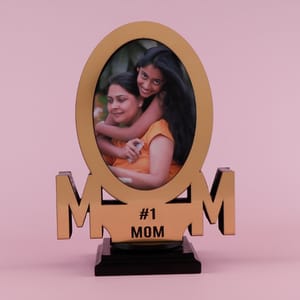 No 1 Mom Golden Wooden Photoframe  For Mother's Day Gift For Mom, Photoframe For MOM