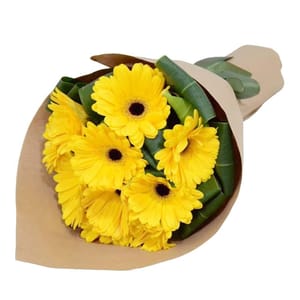 Yellow Gerbera Bouquet With Free Personalised Message Card.For Mother's Day Gift For Mom