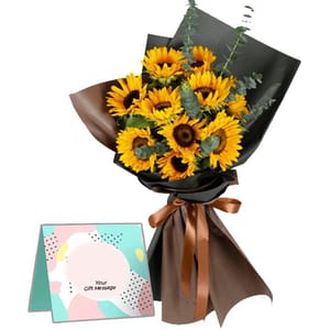 Sunflowers Black Paper Wrapped Bouquet  For Mother's Day Gift For Mom