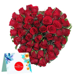 60 Red Roses heart shape arrangment For Mother's Day Gift For Mom