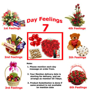 Seven Days Feeling Emotion Gift Hampers For Mother's Day Fresh Fruit ,Rose Basket , Kaju Barfi, Teddy Bear, chocolates , Love Greeting card. Gift Hampers Gift For Mom