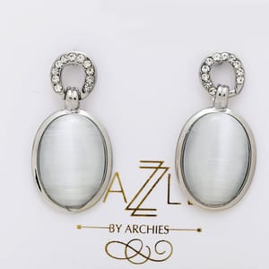Oval Shape Pearl and Stones Encrusted Ring Design Ear Rings For Mother's Day Gift For Mom