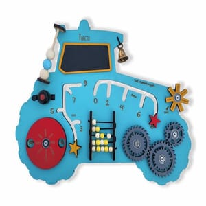 The Funny Mind Tracto Tractor Wooden Busy Board For Fun Game With More Than 10 Activities with Stand